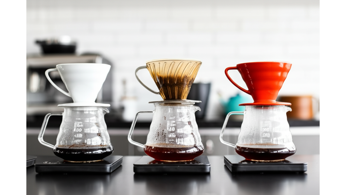 HARIO_Kalita_ORIGAMI濾杯材質與尺寸_陶瓷_玻璃_金屬3種材質風味差異分析